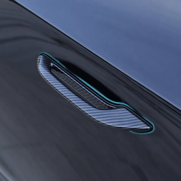 4-Piece ABS Door Handle Extensions with Carbon-Pattern & Gloss Black Finishes for Tesla Model 3 / Model Y