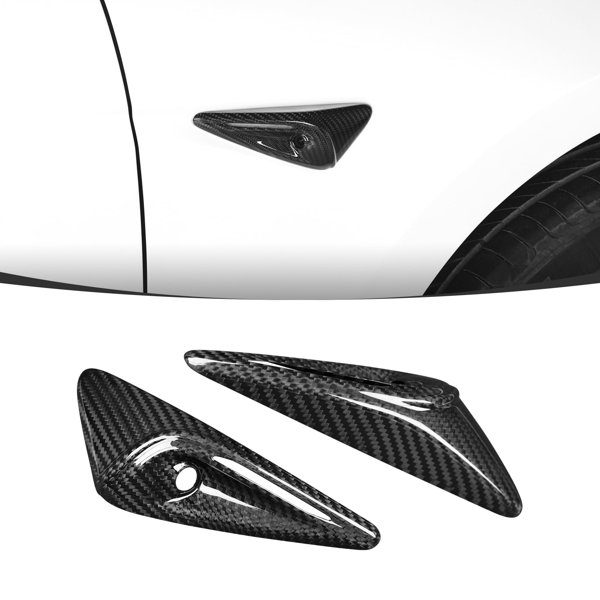 2-Piece Real Carbon Fiber Side Camera Covers with HW3 & HW4 Versions for Tesla Model 3 / Model Y / Model X