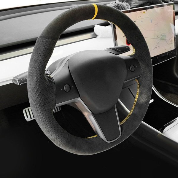 Hand-Sewn Steering Wheel Wrap Kit with 7 Style Options for Tesla Model 3 / Model Y