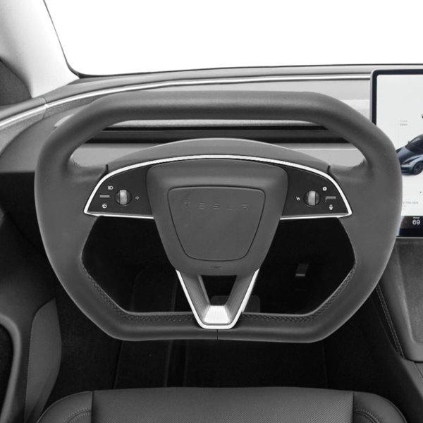 Cybertruck-Style Heated Steering Wheel in Black & White for Tesla Model 3 Highland / Model Y Juniper