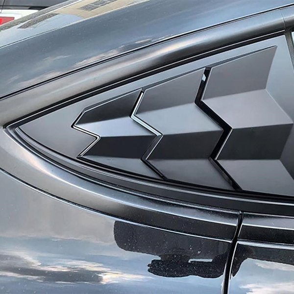 2-Piece ABS Rear Side Window Louver Trim with Carbon-Look & Black Finishes for Tesla Model 3
