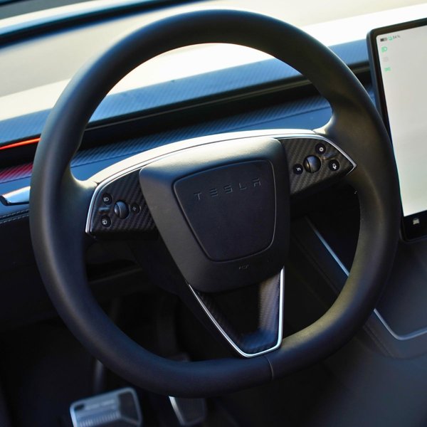 3-Piece Carbon Fiber Steering Wheel Button & Spoke Trim for Tesla Model 3 Highland / Model Y Juniper