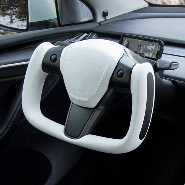 Style 37 Carbon Fiber Yoke Steering Wheel with Heated Function for Tesla Model 3 / Model Y