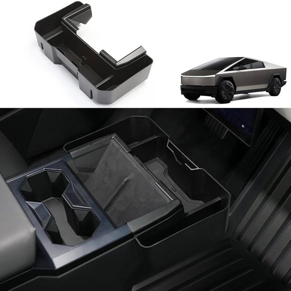 Extended ABS Center Console Organizer Box with PVC Insert Mat for Tesla Cybertruck