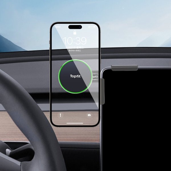 MagSafe-Compatible Wireless Charging Phone Holder with 360° Ball Head for Tesla Model 3 / Model Y