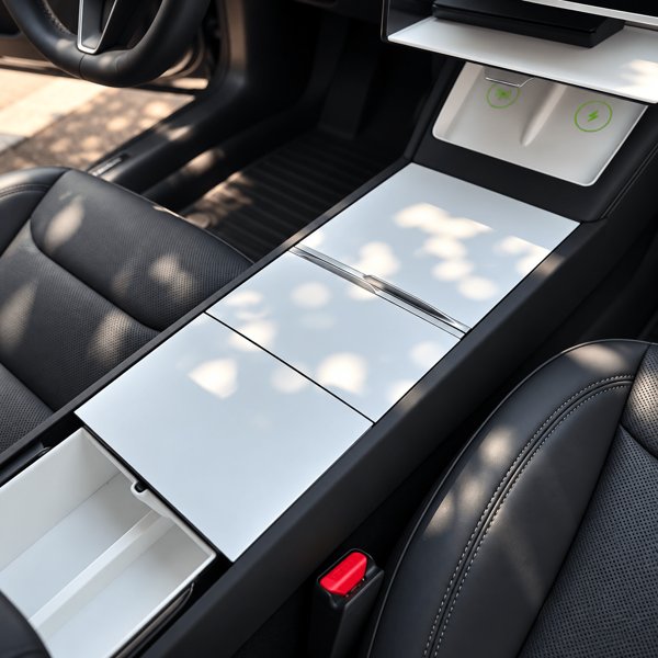Center Console Cover with Carbon-Texture, Wood-Grain & White Finishes for Tesla Model 3 / Model Y