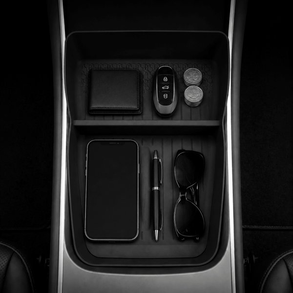 Silicone Lower Center Console Tray Mat with Anti-Slip Texture for Tesla Model Y Standard