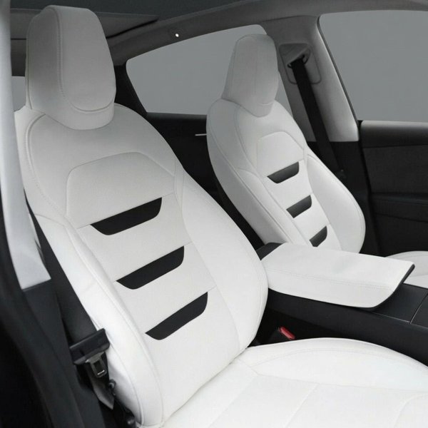 Foam-Padded Seat Covers in White or Black for Tesla Model 3 Highland / Model Y Juniper