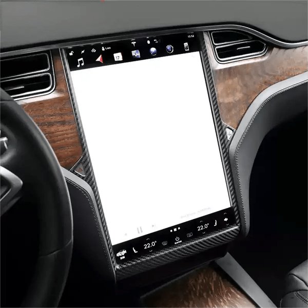 Dry Carbon Fiber Center Display Frame Overlay with Glossy & Matte Finishes for Tesla Model S / Model X (2014–2020)