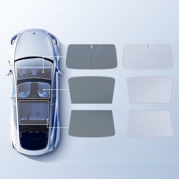 Roof & Windshield Sunshade Set with Graphene Reflective Layer & Storage Bags for Tesla Model Y Juniper