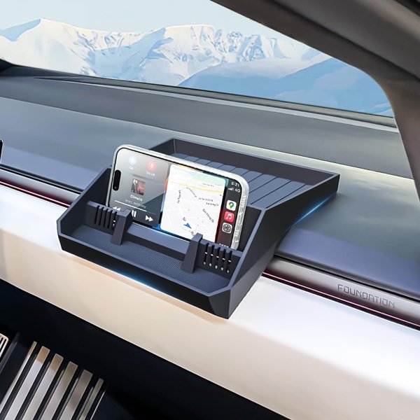 Silicone Dashboard Storage Box with No-Drill Placement for Tesla Cybertruck