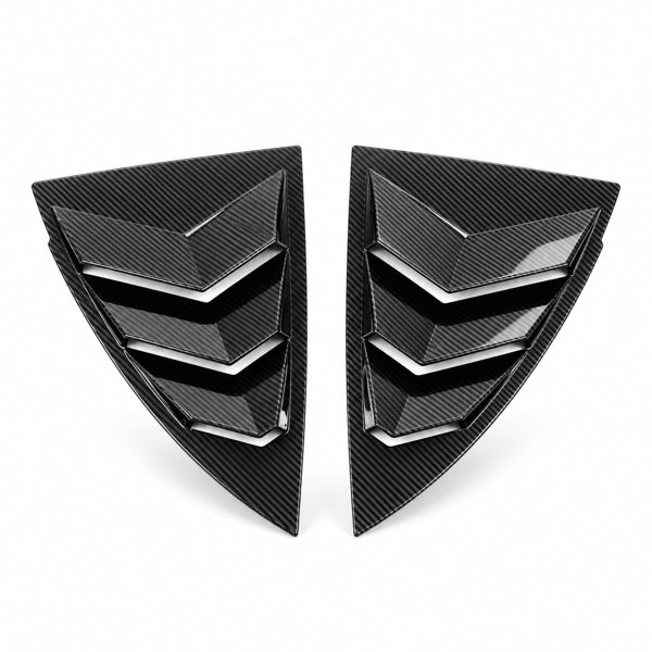 2-Pack ABS Rear Side Window Louver Covers with Carbon Texture & Black Finishes for Tesla Model Y