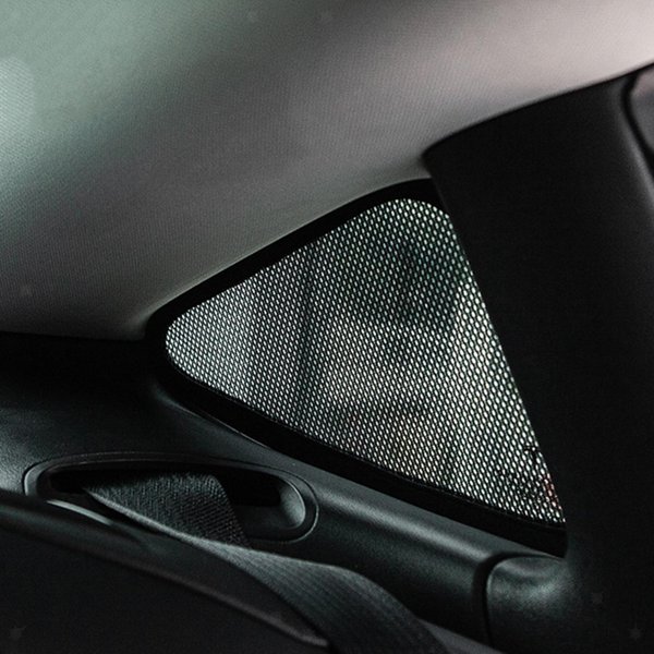 2-Piece Triangular Window Shades with Ice Crystal or Mesh Fabric for Tesla Model 3 / Model Y