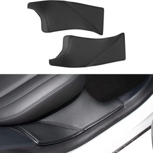 2-Piece Rear Door Sill Protectors with Sponge Padding & Hook-and-Loop Backing for Tesla Model Y 5-Seater