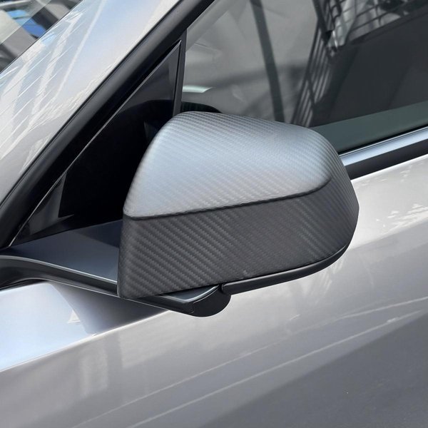 2-Piece Dry Carbon Fiber Side Mirror Covers with Glossy, Matte & Forged Finishes for Tesla Model 3 / Model Y