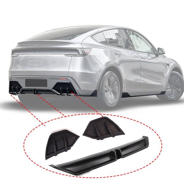 ABS Rear Diffuser & Lower Bumper Lip Kit with Black or Carbon-Pattern Finish for Tesla Model Y Juniper