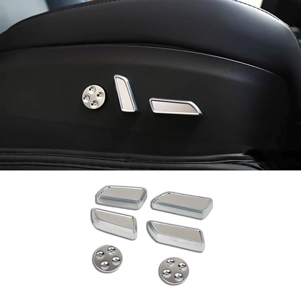 Aluminum Alloy Seat Adjustment Button Cover with Pearl Chrome Finish for Tesla Model 3 (2017–2023)