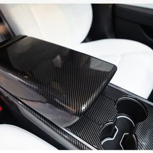 ABS Armrest Cover with Carbon-Pattern or White Finish & 3M Adhesive for Tesla Model 3 / Model Y / YL