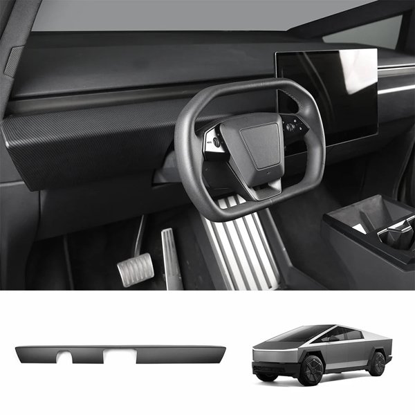 2-Piece Real Carbon Fiber Dashboard Trim Covers with Matte Finish for Tesla Cybertruck