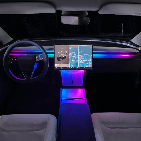 Dashboard Ambient Light Kit with Bluetooth App Control & Music Sync for Tesla Model 3 Highland / Model Y Juniper