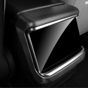Dry Carbon Fiber Rear Screen & Air Vent Frame Overlay for Tesla Model S (2021+) / Model X (2023+)