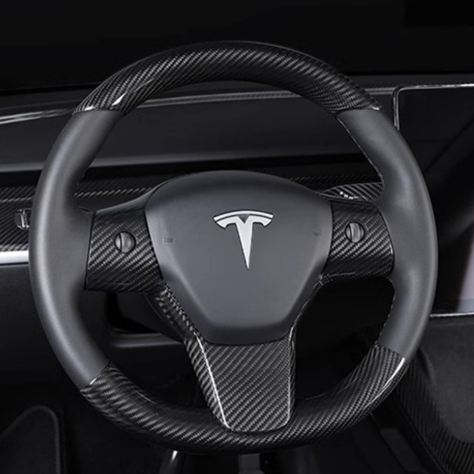 A Woven Carbon Accent - TESVX Steering Wheel Trim Patch