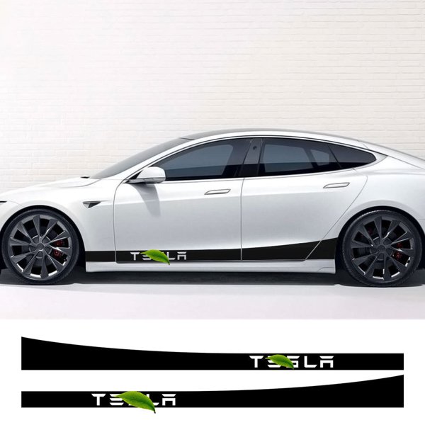 2-Pack PVC Vinyl Side Skirt Stripe Decals for Tesla Model 3 / Y / S / X