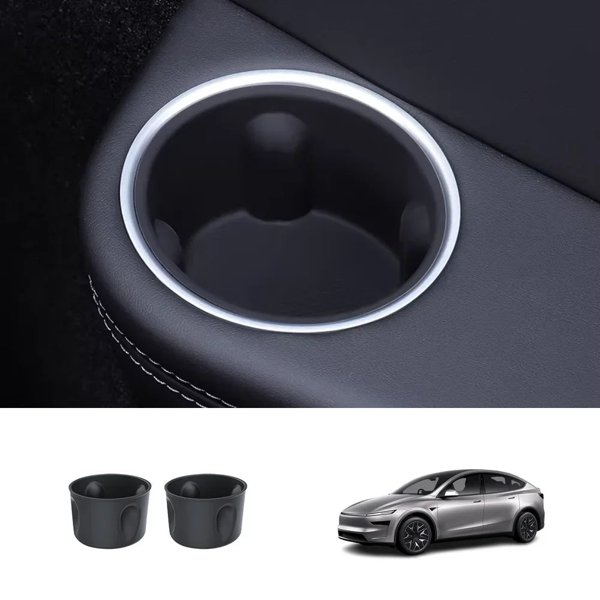 Silicone Third-Row Armrest Cup Holder Liners with Anti-Slip Base for Tesla Model YL