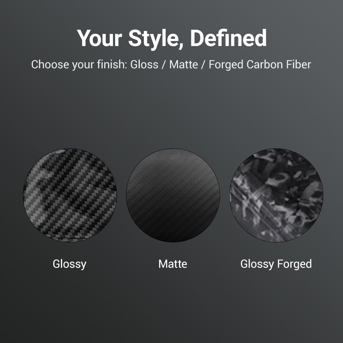 Three Carbon Fiber Finishes