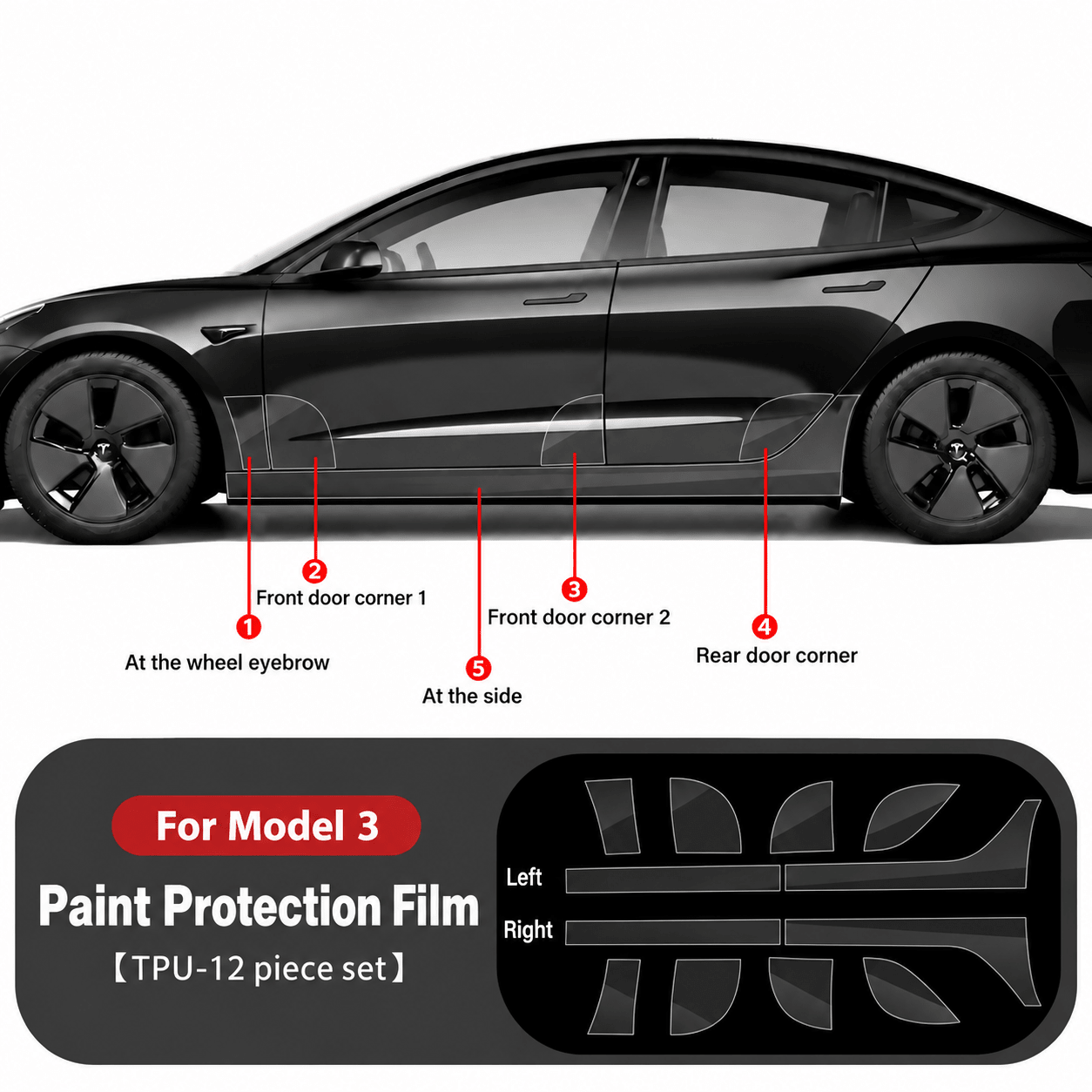 Model 3 Layout - TESVX Door Corner Paint Protection Film