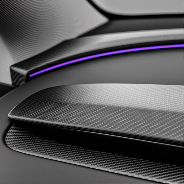 3-Piece Dry Carbon Fiber Dash Overlay Kit with Speaker Cutouts for Tesla Model 3 Highland / Model Y Juniper