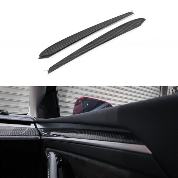 Carbon Fiber Replacement Door Trim Panels with Glossy & Matte Finishes for Tesla Model 3 / Model Y