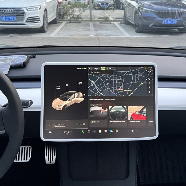 15.6-Inch Silicone Center Screen Protector Frame with Embossed Lettering Option for Tesla Model 3 / Model Y