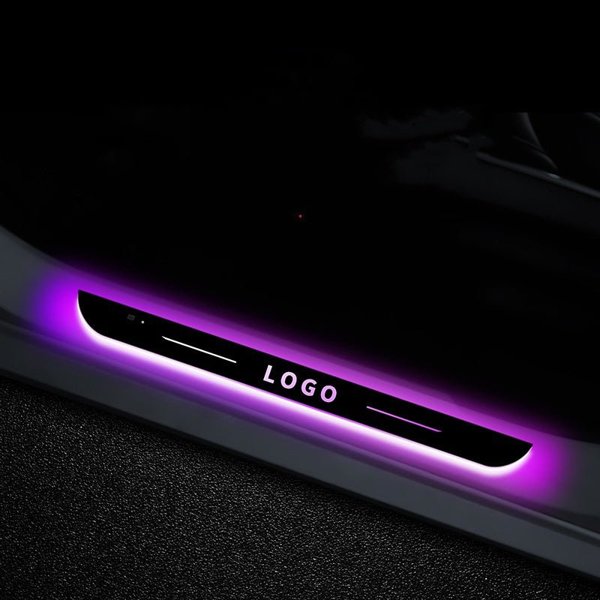 LED Illuminated Acrylic Door Sill Plates with 7 Colors & USB Charging for Tesla Cybertruck