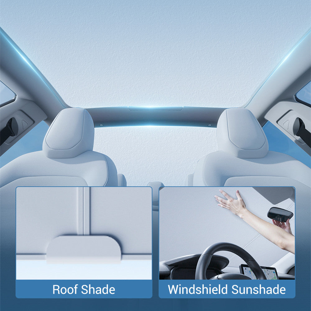 Two Glass Areas, Separate Shades - TESVX Roof & Windshield Sunshade Set