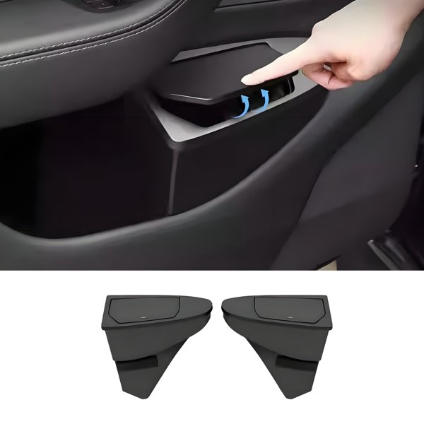 2-Piece Front Door Trash Can Organizers with Press-to-Open Lid for Tesla Model Y Juniper