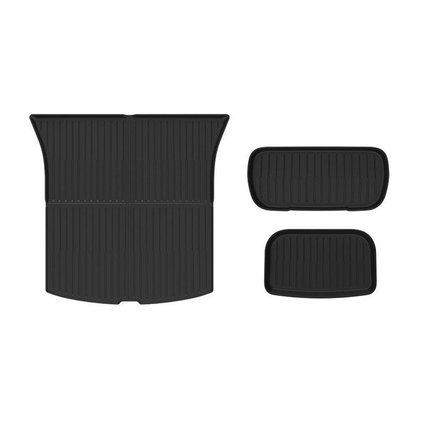 TPE Front & Rear Trunk Mats with Honeycomb Texture & Raised Edges for Tesla Model Y Juniper