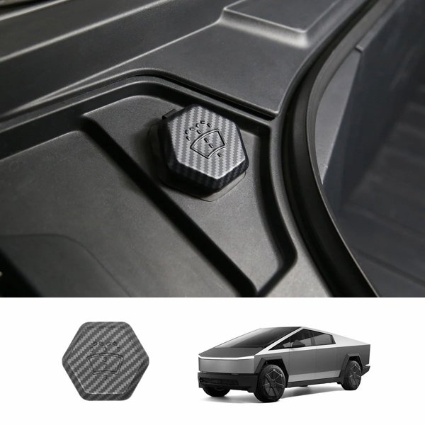 Carbon-Pattern ABS Washer Fluid Filler Cap Trim Cover for Tesla Cybertruck
