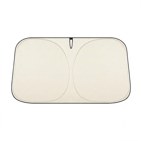145 x 70 cm Two-Layer Windshield Sunshade with Hook-and-Loop Mirror Mount for Sedans, SUVs & MPVs