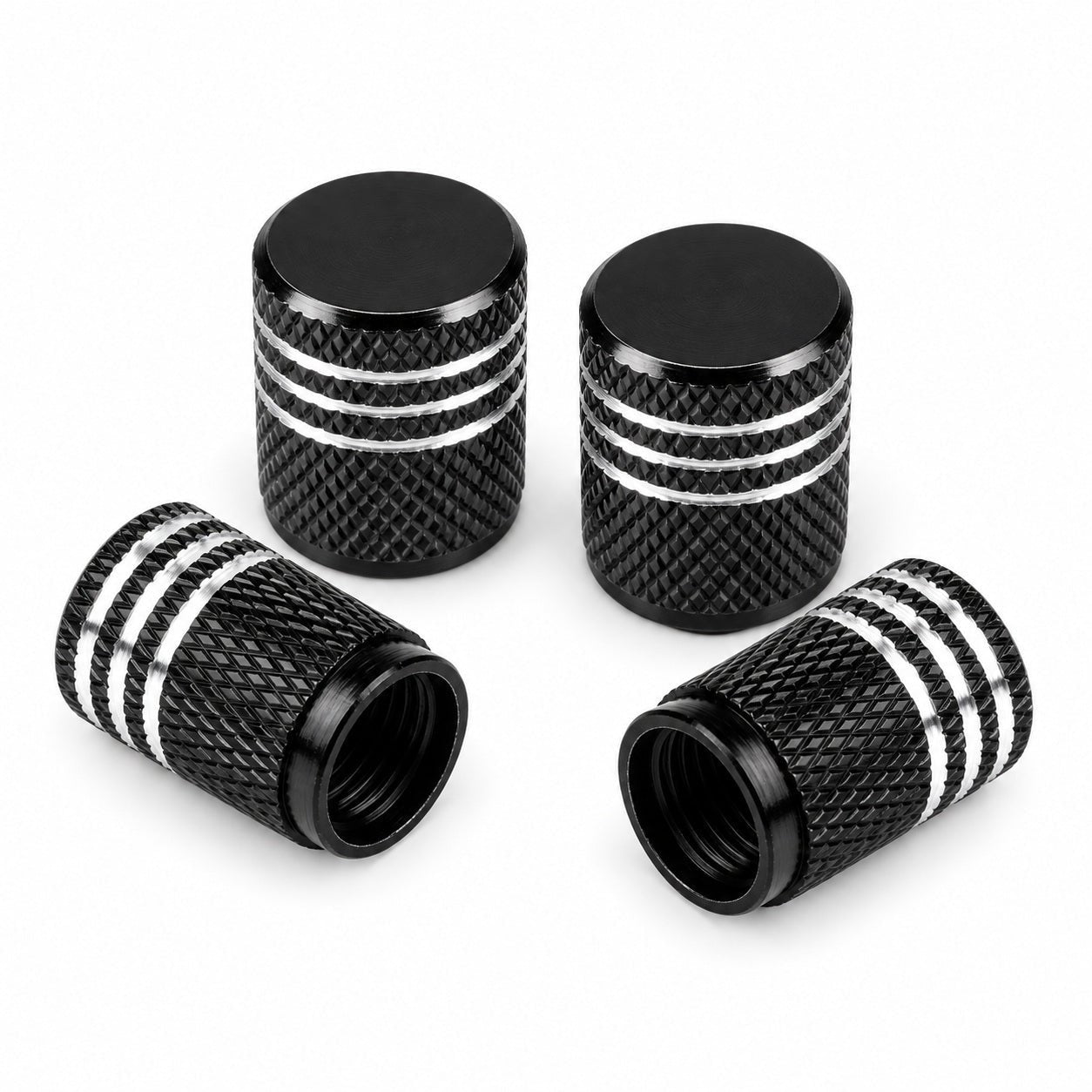 Black Caps, Plain Tops - TESVX Valve Stem Caps