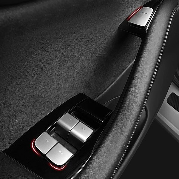 Aluminum Alloy Window Switch Button Covers in Silver, Red & Blue for Tesla Model 3 / Model Y