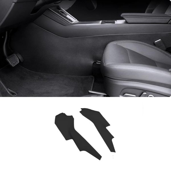 Vegan Leather Center Console Side Anti-Kick Mats with Velcro Mounting for Tesla Model Y Juniper (LHD)