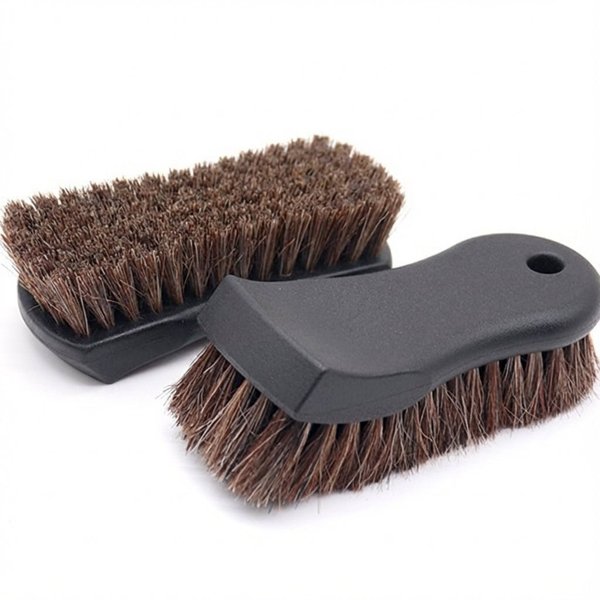 Horsehair Leather Cleaning Brush with Ergonomic Handle for Car Interiors