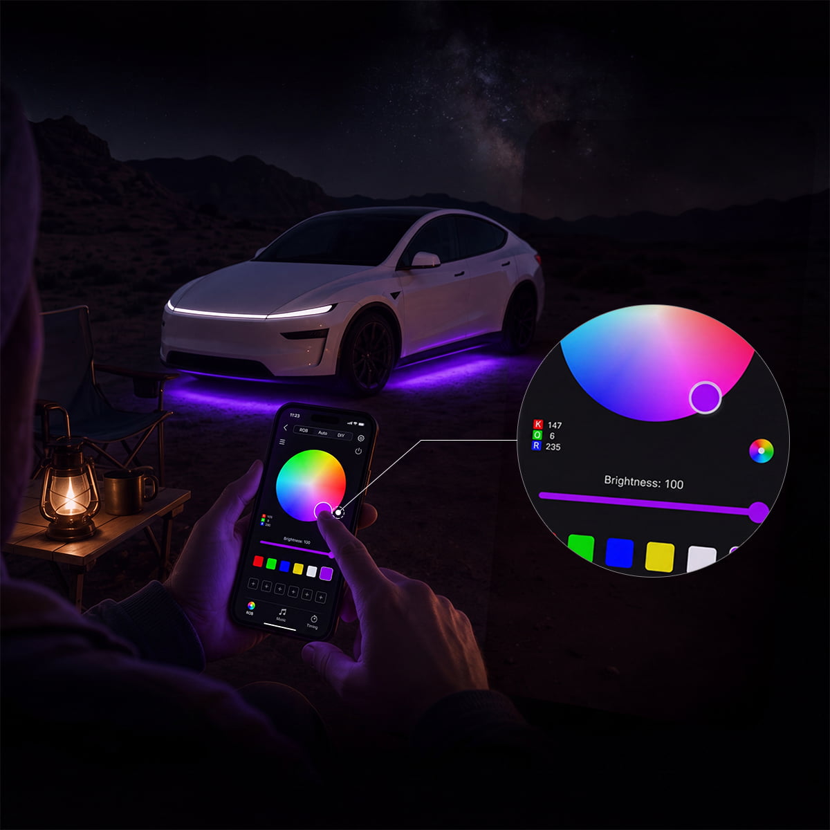 Select Colors and Modes - TESVX Underglow Kit