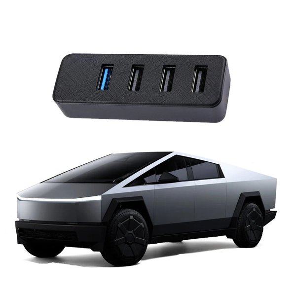 4-in-1 USB 3.0 Glove Box Hub with Dedicated Dashcam Port for Tesla Cybertruck