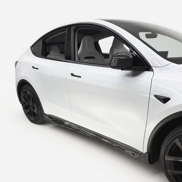 Dry Carbon Fiber Side Skirts with Glossy & Matte Finishes for Tesla Model Y Juniper