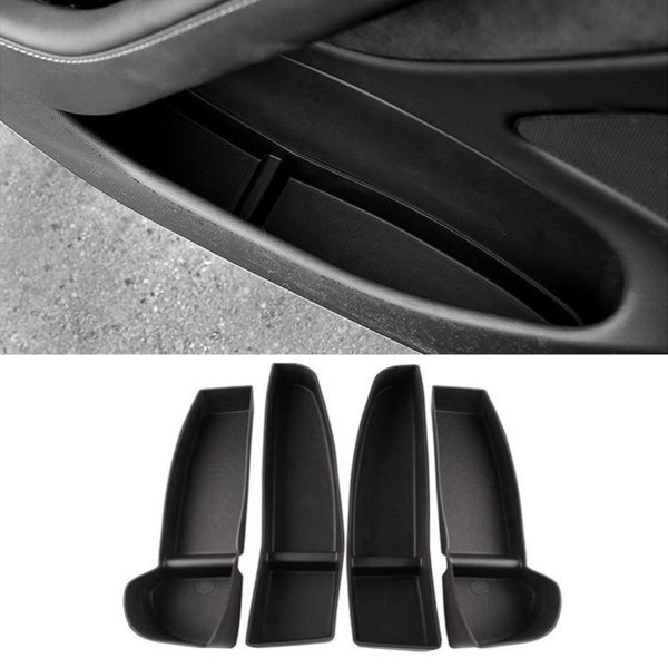 4-Piece TPE Door Side Organizer Trays with Drop-In Fit for Tesla Model 3 (2017–2023)