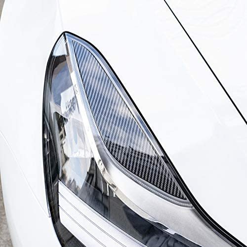 Headlight Eyelid Trim Stickers with Glossy or Carbon-Pattern Finish for Tesla Model 3 (2017–2021)
