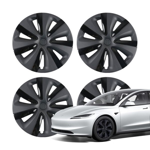 18-Inch 4-Piece ABS Photon Wheel Covers with Gun Grey or Matte Black Finish for Tesla Model 3 Highland