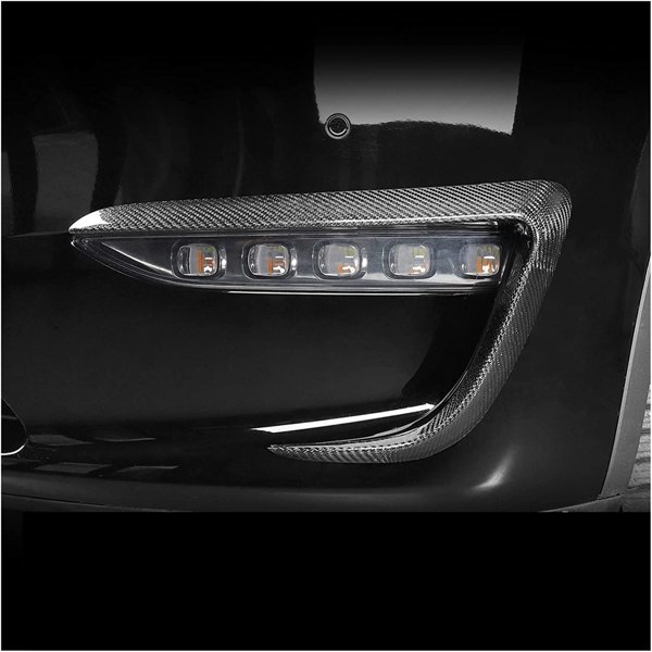 Carbon Fiber Fog Light Trim with Glossy, Matte & Forged Finishes for Tesla Model Y